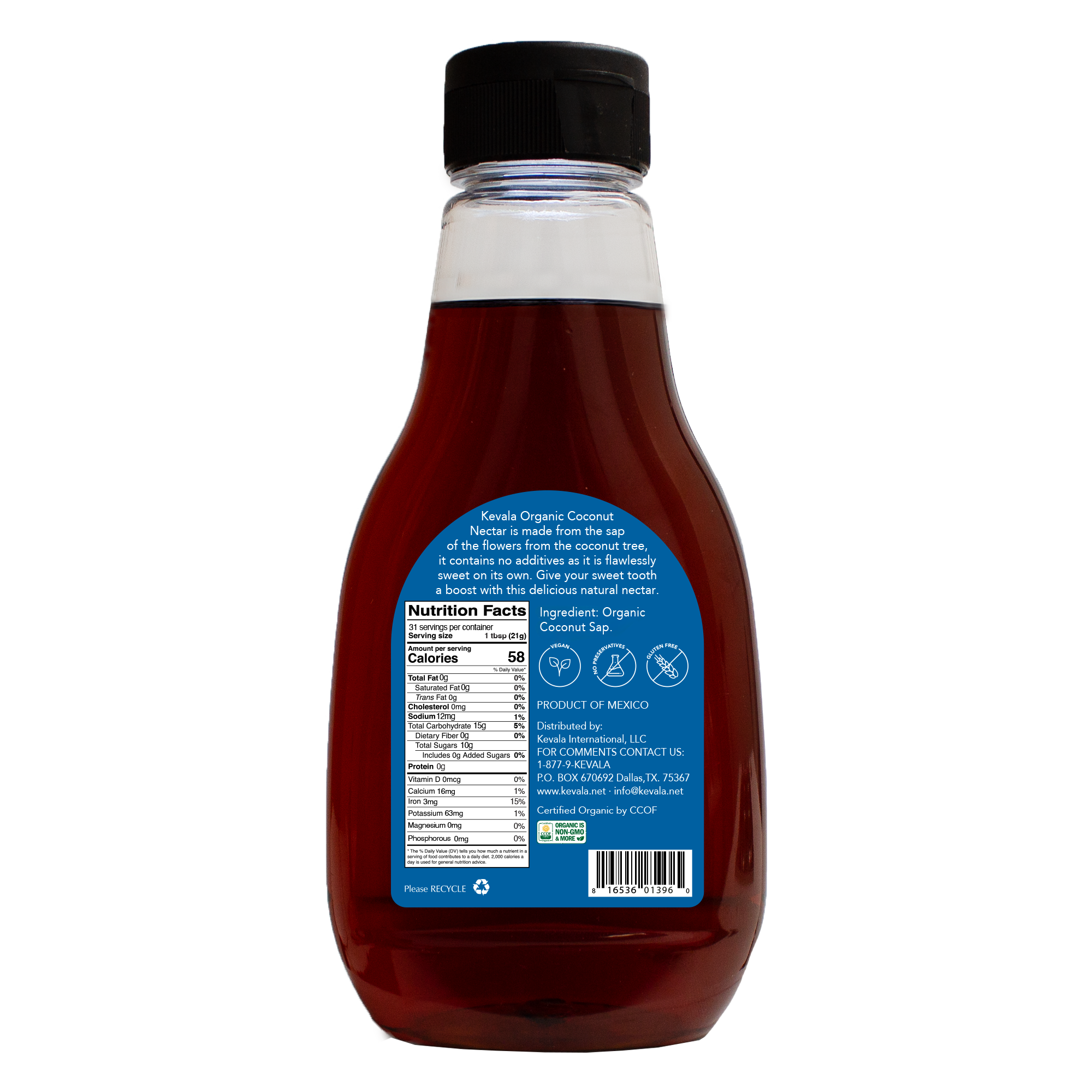 Kevala, Jarabe de Coco Orgánico, Sustituto de Miel de Maple, 667 g