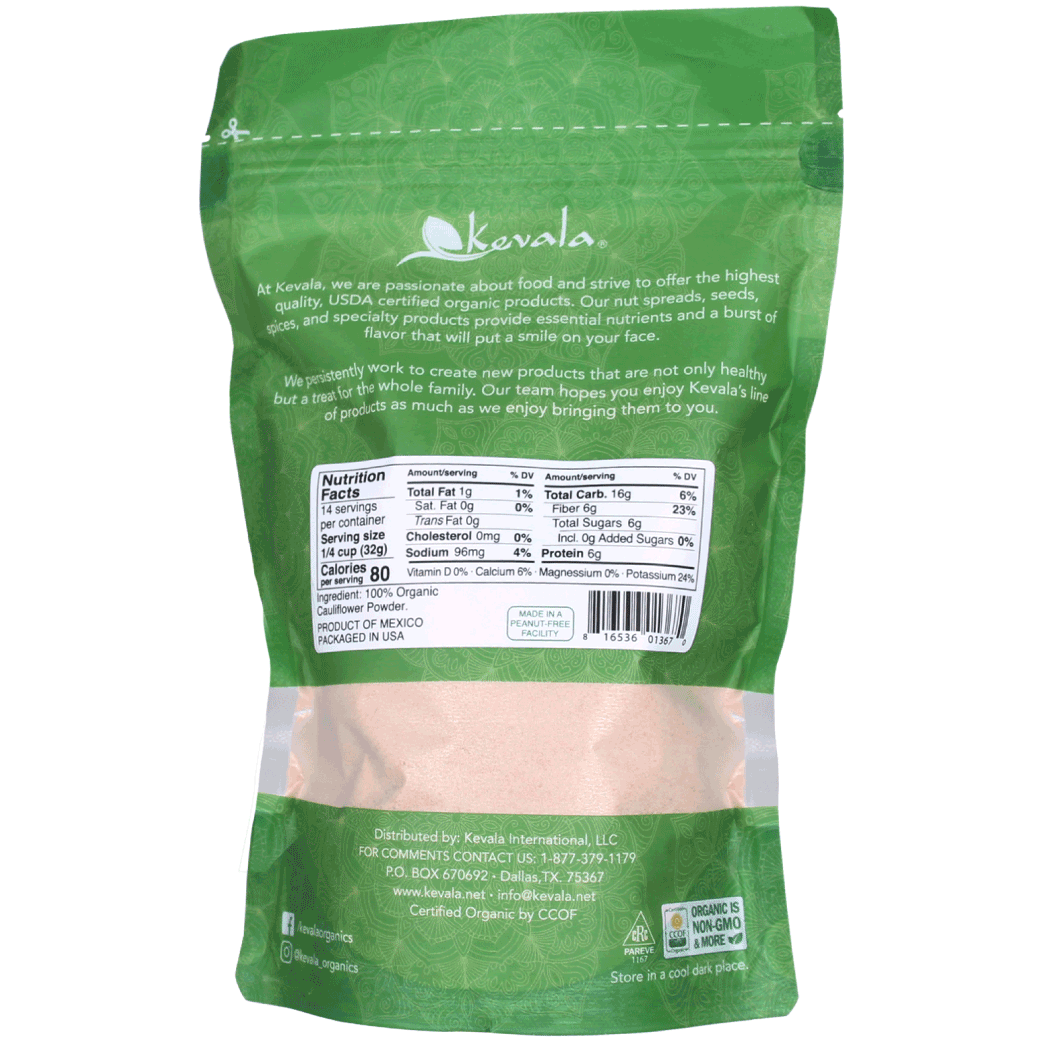 Kevala, Harina de Coliflor, Orgánica, 454 g