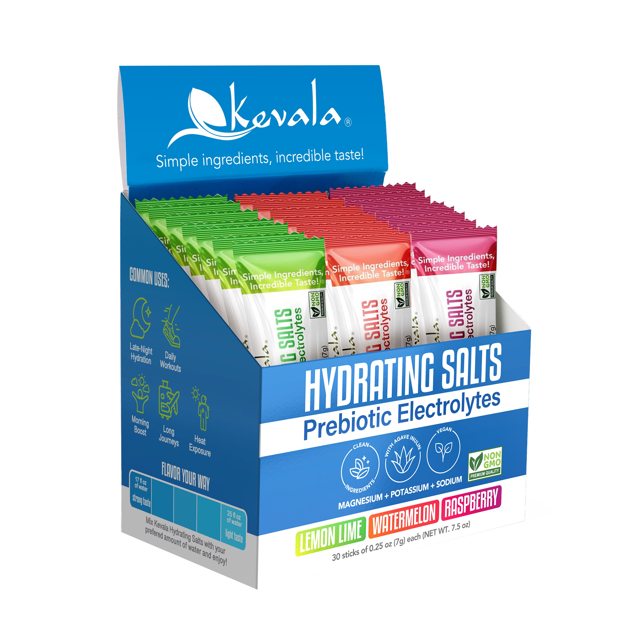 Kevala, Electrolitos Prebióticos, Sabores Variados, 30 sobres
